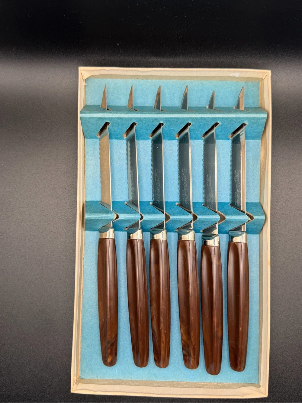 Regent Sheffield England Vintage 6pc Steak Knife Set EUC With Box